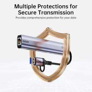 Adaptateur Hub USB/USB-C 9-en-1 BIAZE pour MacBook/iPhone, 3 ports USB (2xUSB 3.0, 1xUSB 2.0), Ethernet 100M, lecteur de cartes SD/TF, 3,5 mm - Product Image 4