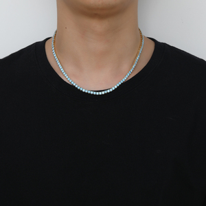 Bc202 4Mm 16 "18" 20 "Biển Màu Xanh Brass CZ Tennis Chuỗi Vòng Cổ Hip Hop Bling Đồ Trang Sức Zircon Tennis Chuỗi Iced out - Product Image 6