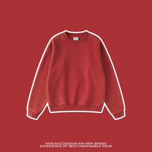 2025 Autumn and Winter Heavyweight Washed Velvet Children's Round Neck <strong>Hoodie</strong> <strong>Red</strong> Children's <strong>Hoodie</strong> Top for Men and <strong>Women</strong> - Product Image 6