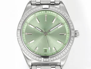 Montre mécanique automatique avec réserve de marche, logo OEM, simple et élégante, incrustée de diamants, lunette en saphir, tendance - Product Image 3