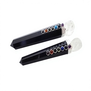 Varita de Cristal de Ágata Negra Natural, Piedras Curativas de 7 Chakras, Artesanía de Piedras Semipreciosas Hechas a Mano, Calaveras de Sanación Energética - Product Image 2