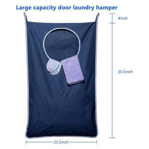 Foldable Hanging Laundry Hamper Bag with <b>Over</b> <b>Door</b> <b>Hooks</b> Household Wall Mounted Mesh Laundry Basket with Handle - Product Image 2