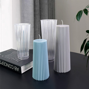 <span class=keywords><strong>Kit</strong></span> de fabrication de bougies DIY, best-seller, non toxique, écologique, facile à démouler, moule à bougies trapézoïdal en plastique acrylique transparent à 32 nervures - Product Image 1