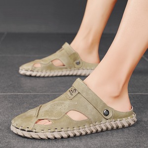 Summer 2026 Handmade Sandals Soft Soles Men's Casual Beach Shoes Two-Use Driving <b>Slippers</b> Breathable Comfortable - Product Image 1