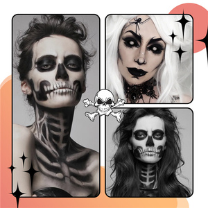 Kit de <span class=keywords><strong>Pintura</strong></span> Facial EELHOE, Profesional, Resistente al Agua, de Grado Cosmético, <span class=keywords><strong>Pintura</strong></span> Facial y Corporal Negra y Blanca, Maquillaje de Vampiro, Zombi y <span class=keywords><strong>Calavera</strong></span> - Product Image 3
