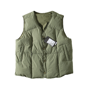 Chaleco Corto Informal Vintage para Hombre, Chaleco Acolchado sin Mangas para Otoño, Impermeable, Cortavientos, de Lona, con Logotipo Personalizado Bordado e Impreso - Product Image 4