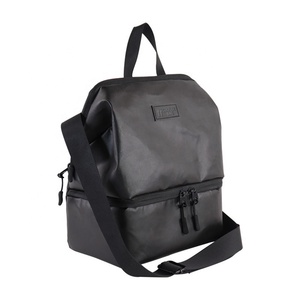 Custom Logo Double-Deck Weekender Cooler Bag Durable Polyester Insulation Waterproof Picnic Food Delivery Thermal Cooling Black - Product Image 1