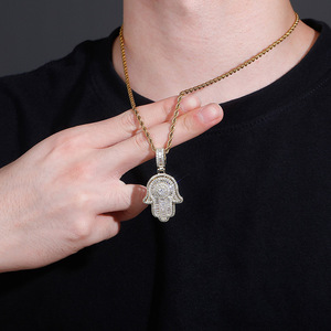 Vendita calda Instagram ciondoli più popolari <span class=keywords><strong>con</strong></span> Hamsa a forma <span class=keywords><strong>di</strong></span> <span class=keywords><strong>mano</strong></span> Hip Hop Hamsa ciondoli <span class=keywords><strong>collana</strong></span> MOQ 1 pezzo tutto in magazzino - Product Image 4