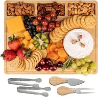 Assiette de fromage en bambou multifonctionnelle personnalisée fromages tables charcuteries chacuterie planche à fromage en bambou avec kit d'ustensiles
