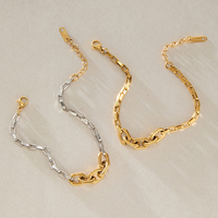 Bracelet chaîne bicolore dégradé J&D en acier inoxydable plaqué or 18 carats PVD, minimaliste et inaltérable pour femme