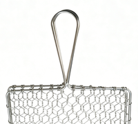 Panier de barbecue carré pliable portable en acier inoxydable soudé, filet de cuisson en maille métallique à long manche pour poisson