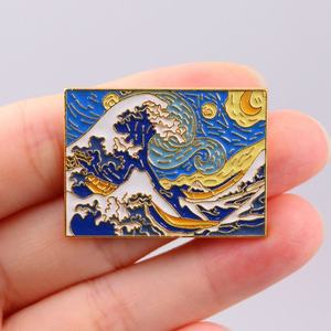 2 gaya lukisan minyak Van Gogh berbintang bros bunga matahari lencana pakaian ransel lembut pin Enamel - Product Image 2