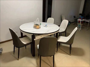 Chaises <span class=keywords><strong>de</strong></span> salle à manger modernes en cuir blanc nordique à dossier haut, vente en gros Chine, mobilier <span class=keywords><strong>de</strong></span> maison pour table à manger - Product Image 4