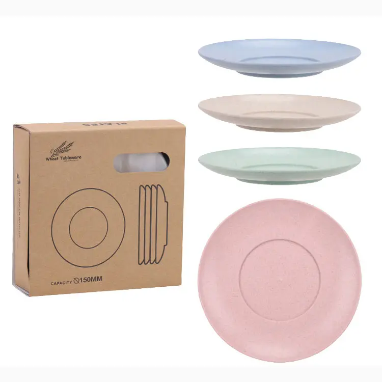 Wheat straw cutlery household 15cm plate spit bone dish 6-inch disc salad fruit plate round dishes