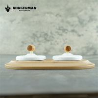 Borgerman Design Contemporain Céramique Vintage Prise Murale Rétro Prise à Bascule Base en Bois Double Prise Murale pour la Maison