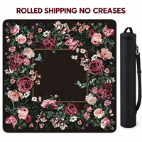 Nouvel ensemble de tuiles de mahjong américaines Bloom Table Luxury Vintage Fig and Rose, 160 tuiles, en acrylique premium gravé, motif botanique vert