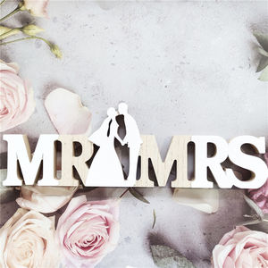 MR & MRS decorazione creativa per la <span class=keywords><strong>casa</strong></span> oggetti di scena di nozze in legno con lettere inglesi decorazione decorazione di nozze forniture appese ornamenti - Product Image 4