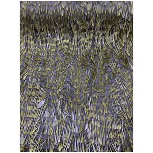 2024 trendy long glass tube fringe tassel tulle lace trimming fabric Shiny beaded fringe trim tassel fabric for dancing dress