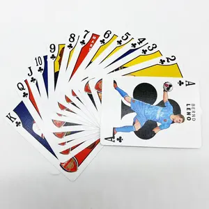 Impresión personalizada de imágenes de jugadores de fútbol, fabricación de naipes de lino, juegos casuales, juego de estrellas de fútbol, naipes attax