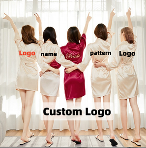 Custom Mulheres Luxury Robes Bride Sexy Sleepwear Plain Color Opcional Ice Silk Robe Stain Sleepwear para Lady - Product Image 3