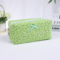 Tas Makeup Berlapis Bunga Polyester Tren Fashion Lintas Negara, Kantong Perawatan Kulit Travel dengan Ritsleting, Organizer Portabel Kapasitas Besar