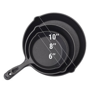 Padella da <span class=keywords><strong>Chef</strong></span> in Ghisa Antiaderente Pretrattata con Bordi Inclinati, 6/8/10 Pollici, Vendita all'Ingrosso dalla Fabbrica - Product Image 3