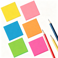 Bloc-notes autocollants personnalisés avec logo, 3x3 pouces, 6 couleurs, vente en gros d'usine, bloc-notes adhésifs néon