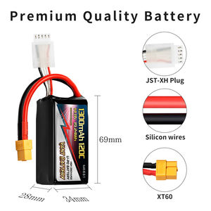 핫 세일 FPV lipo RC 배터리 4s 1300mah 100c 120c 14.8v 소프트 팩 - Product Image 2