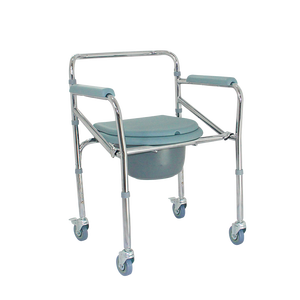 Y tế Gấp Thép điều dưỡng bên cạnh vòi hoa sen nhà vệ sinh <span class=keywords><strong>commode</strong></span> ghế với bánh xe cho người cao tuổi - Product Image 4
