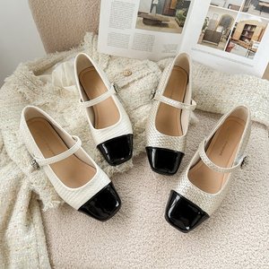 Scarpe <span class=keywords><strong>Mary</strong></span> <span class=keywords><strong>Jane</strong></span> da Donna, Nuova Collezione Primavera, Stile Retrò Francese, <span class=keywords><strong>Tacco</strong></span> Alto e Spesso, Eleganti Scarpe da Sera in Pelle - Product Image 1