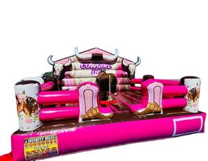 Taureau mécanique de cowgirl rose gonflable extérieur de jeux d'équitation de rodéo pour la location - Product Image 1