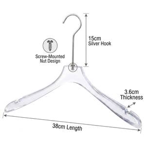 <span class=keywords><strong>Cintre</strong></span> de luxe en acrylique transparent pour vêtements de boutique féminine, avec dessus <span class=keywords><strong>plat</strong></span>, épaisseur de 3,6 cm, durable, gain de place, crochet argenté de 15 cm de long - Product Image 2