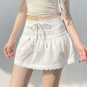 Minifalda de Encaje Suave y Femenina con Parches, Corte en A, Tela Texturizada, Falda Corta Simple y Versátil, Atuendo Casual Elegante para Mujer - Product Image 5