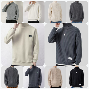 Suéter de <span class=keywords><strong>cuello</strong></span> <span class=keywords><strong>alto</strong></span> para hombres de moda europea y americana, felpa y cálido, ajuste Delgado, viaje diario y suéter de punto cálido - Product Image 1