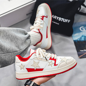 Nuove Sneakers da Skateboard 2026 in Vera Pelle Traspirante, Bianche con Stelle Argentate e Glitter Dorato - Product Image 5