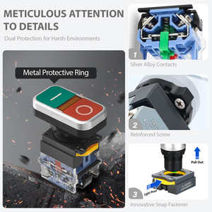 22MM כפתור לחיצה רגעי עם ראש כפול בקרת התחלה עצירה 10A זרם גבוה ללא לד YJ139-LA38 - Product Image 3
