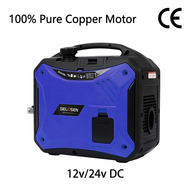 SELOSEN Mini DC 12V 24 12 Volt 24V DC-Generator / AC Portable 2000W/2kw Super Silent Type Inverter Petrol Generator