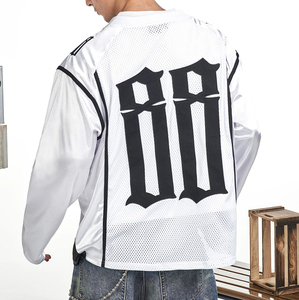 Uniforme <span class=keywords><strong>de</strong></span> Fútbol Personalizado, Manga Larga, Malla Deportiva, Estilo Vintage para Hombre, Secado Rápido, para Baloncesto, Entrenamiento, Ropa Deportiva, Carreras - Product Image 2