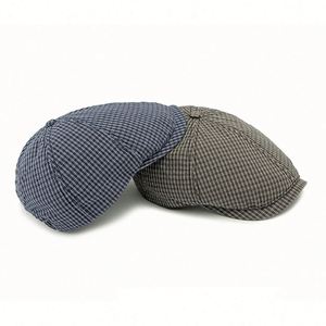 หมวกเบเร่ต์ผ้าฝ้ายระบายอากาศดี รุ่นใหม่ปี 2025 สำหรับฤดูร้อน  ลายตาราง 8 แผง สไตล์นิวส์บอย  สำหรับผู้ชายและผู้หญิง  ทันสมัยและสวมใส่สบาย - Product Image 2