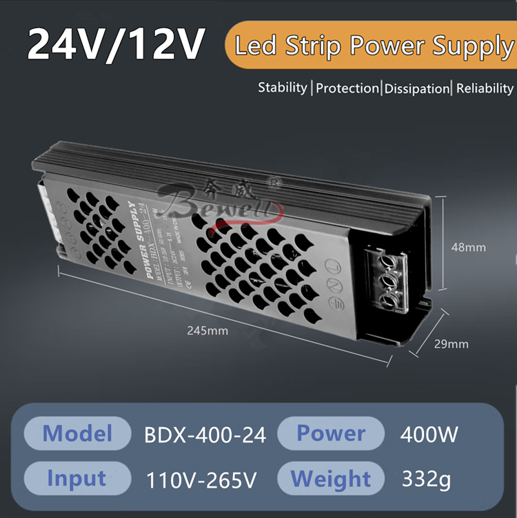 100W 24V Ultra-Thin LED Driver Power Supply – For LED Strip Lights, Silent & Flicker-Free