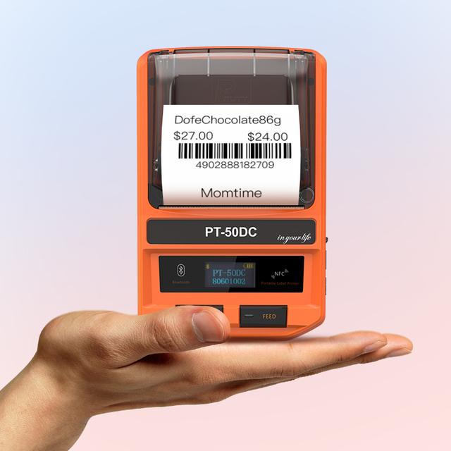 PT-50DC Mini Wireless Thermal Barcode Printer Android Mobile Portable Printer with BT/USB/PC Connectivity Thermal Printing Usb