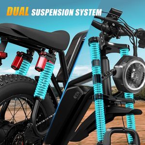 จักรยานเสือภูเขาไฟฟ้าแบบมีมอเตอร์ไร้แปรงถ่าน 1500 วัตต์ ระบบกันสะเทือนคู่ ปรับแต่งได้ 3 สี พร้อมยางขนาดใหญ่ 20 นิ้ว สำหรับทุกสภาพพื้นผิว - Product Image 6