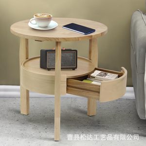 New solid wood <b>side</b> <b>table</b>, sofa coffee <b>table</b>, living room <b>small</b> <b>round</b> <b>table</b>, creative <b>side</b> <b>table</b>, simple and modern bedside - Product Image 1