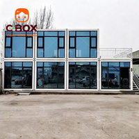 Cbox Edificio de Oficinas Prefabricado en Paquete Plano, Habitaciones Modulares con Paredes de Vidrio, Espacio de Trabajo, Hotel, Villa, Casa Contenedor con Paneles Sándwich de Acero