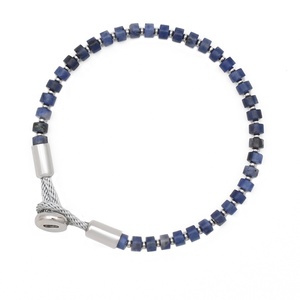 Vòng tay đá tự nhiên thủ công thời trang 4x2MM dành cho nam nữ, có khắc tên cá nhân, khóa bằng thép không gỉ - Product Image 1