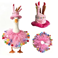 Meilleure Vente 2026 Ensemble de Costume en Tissu Oie pour Fête de Noël et de Fin d'Année, Chapeau et Écharpe Blancs de 23 Pouces pour Anniversaire