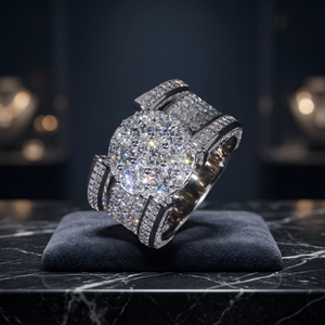 Pass Diamond Tester <b>Iced</b> Men's Eternity Band Brilliant Cut VVS Moissanite Prong Setting Hip Hop Style Gold Plated 925 <b>Ring</b> - Product Image 4