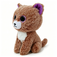 Peluche chaton personnalisée, peluche chat aux grands yeux, peluche chaton brun