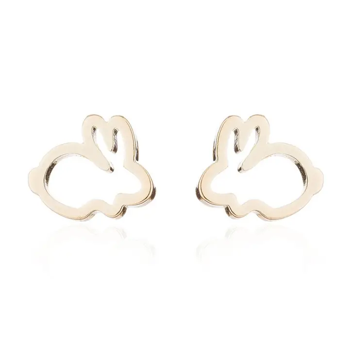 Boucles d'oreilles en acier inoxydable, mini boucles d'oreilles en forme d'animal mignon, lapin de pâques, bijoux pour femmes et filles