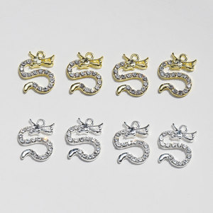 Pendentif en alliage de dragon chinois, or et argent KC, pour la fabrication de boucles d'oreilles, accessoires de bijouterie, forme irrégulière, plaqué de strass - Product Image 1